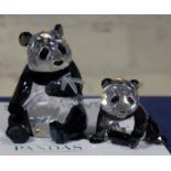 Swarovski Endangered Wildlife Pandas designed by Heinz Tabertshofer, boxed with certificate.