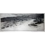 May Louise Greville Cooksey (British 1878-1943), "Whitby", drypoint etching, 25cm x 10cm, signed