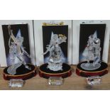 A group of three Swarovski Masquerade figures comprising Harlequin, Columbine & Pierrot, boxed