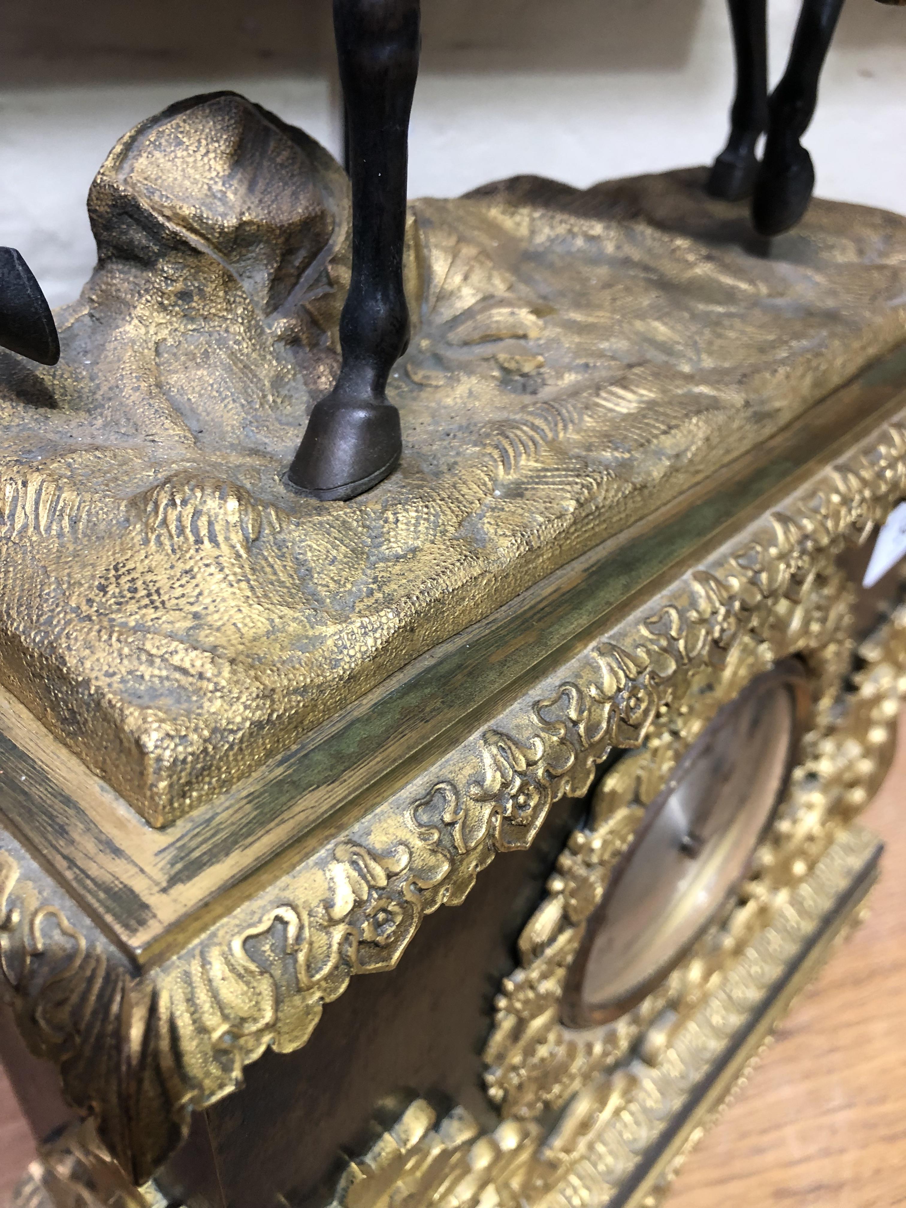 A French gilt metal figural mantle clock, height 56.5cm. - Image 14 of 15