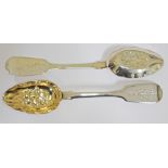 A pair of Russian silver berry spoons, length 21.5cm, wt. 4oz.