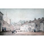 Early 19th school, Castle St Clitheroe with the Town Hall on the left and castle in the