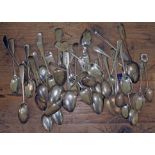 A quantity of hallmarked silver tea spoons, various dates and makers, Georgian and later, gross