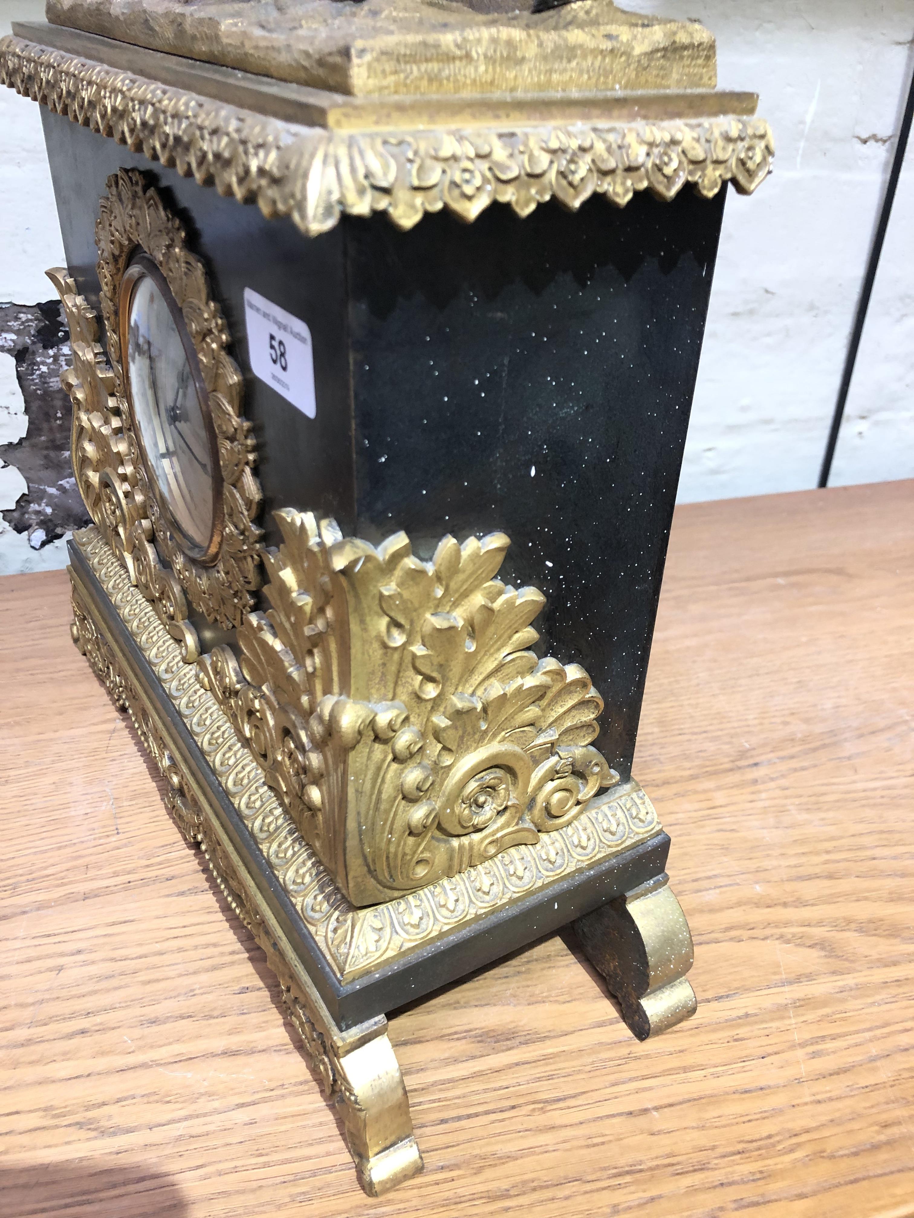 A French gilt metal figural mantle clock, height 56.5cm. - Image 8 of 15