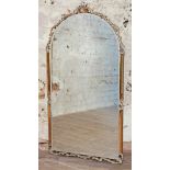 An Art Deco mirror with moulded mounts and amber glass sides, width 69cm & height 125cm. Condition -