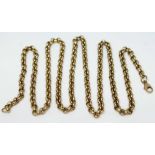 A 9ct gold guard chain, marked '375' with import marks, length 61cm, wt. 24.1g.