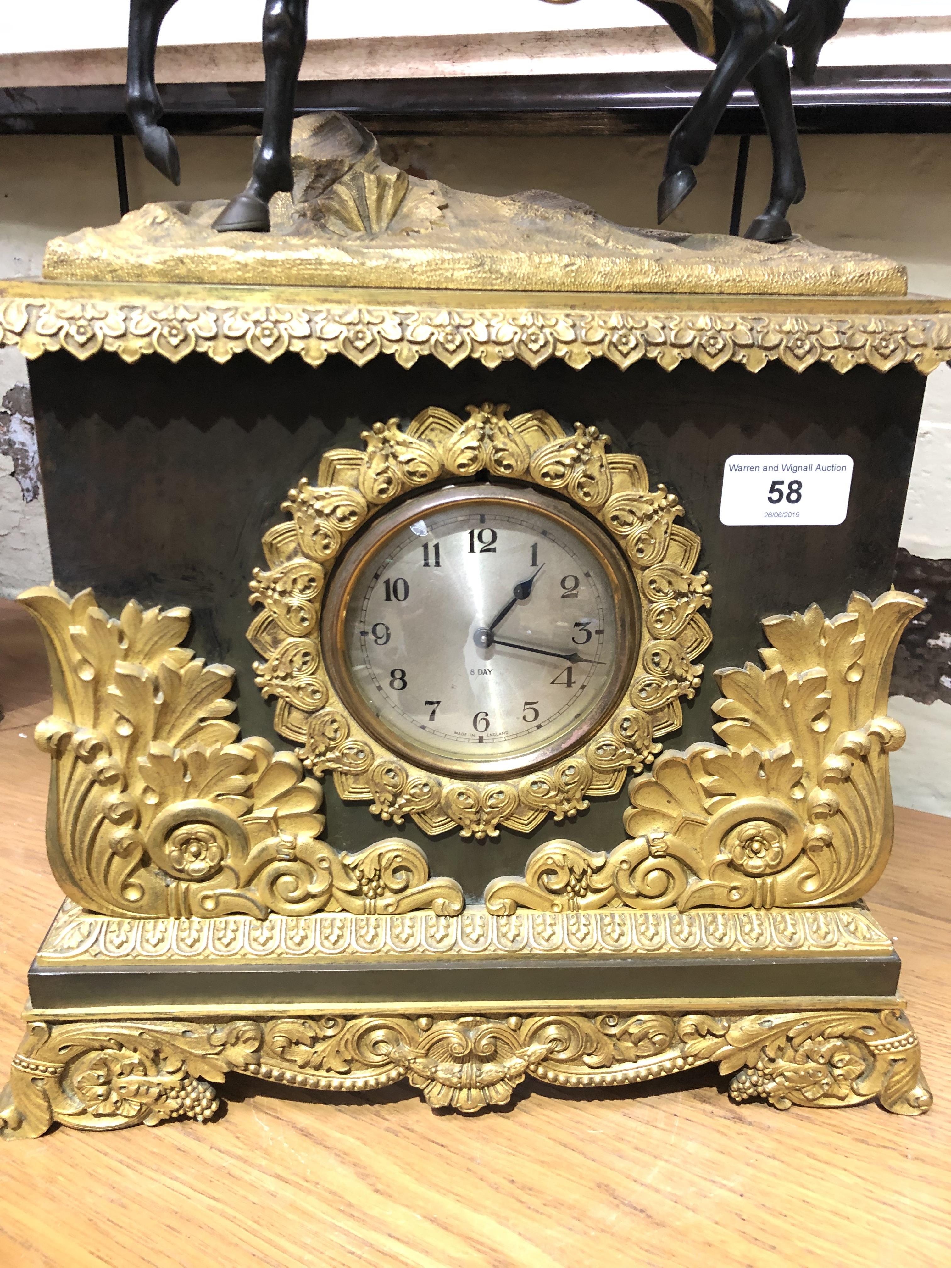 A French gilt metal figural mantle clock, height 56.5cm. - Image 10 of 15