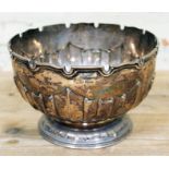 A hallmarked silver punch bowl, diam. 24cm, height 15.5cm, wt. 29oz.