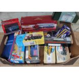 A box containing 10 Corgi model vehicles and 5 others.