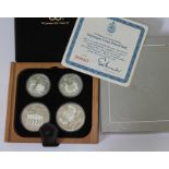 Canada 1972 Olympic Coin Proof Set, wooden and leather case, outer box and certificate.