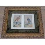 Ernest Henri Griset (1844-1907), a pair of Irish dandies, watercolour, 9.5cm x 15.5cm each, glazed a