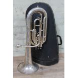 A Besson & Co Class A Prototype silver plated tenor horn with case.