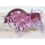 A vintage Murano glass bull, length 23.5cm. Condition - appears free from any damage/repair, general