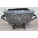 An Art Nouveau Tudric pewter twin handle bowl designed by Archibald Knox for Liberty & Co,