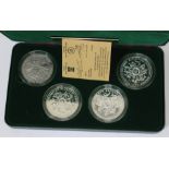 1980 Moscow Olympics four silver coin proof set, Pobjoy Mint, boxed with certificate.