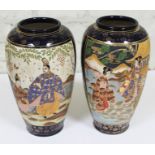 A large pair of Japanese satsuma vases, height 38cm. Condition - general wear to include crazing and