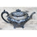 A hallmarked silver teapot, Walker & Hall, length 27cm, gross wt. 24oz.