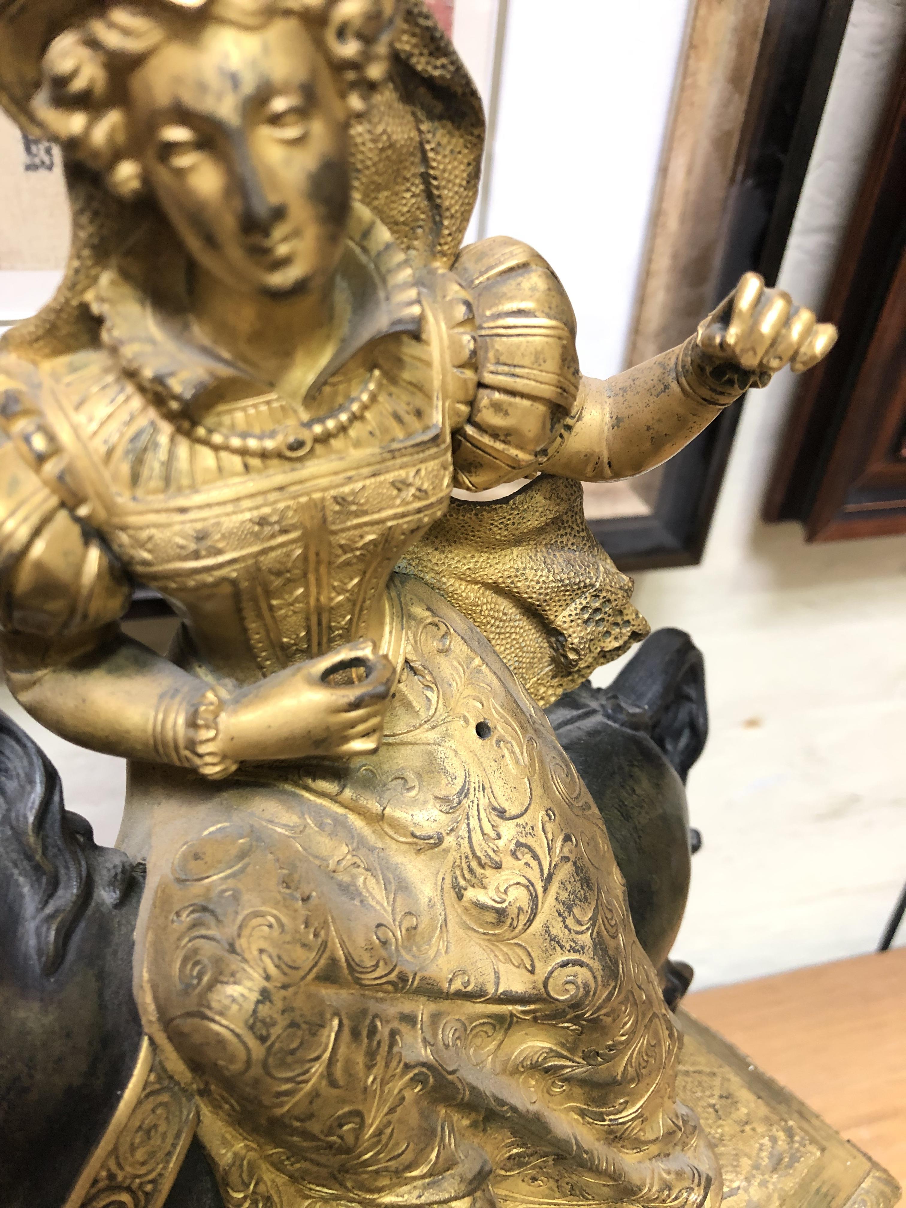 A French gilt metal figural mantle clock, height 56.5cm. - Image 12 of 15