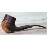 A 19th century continental wooden pipe with pressed horn mouthpiece, stamped 'Ropp Busang', length