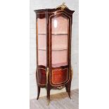 A French gilt metal mounted display cabinet, width 75cm, depth 37cm & height 174cm.
