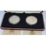 A cased set of two Malaysia silver proof coins, 15 & 25 ringgit, Royal Mint, boxed with