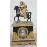 A French gilt metal figural mantle clock, height 56.5cm.