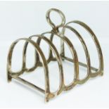 A hallmarked silver toast rack, length 7cm.