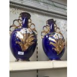 Pair of blue pottery vases - as seen