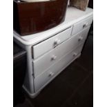 A painted pine chest of drawers