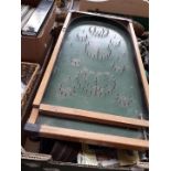 A box of bric a brac including bagatelle board