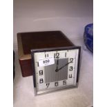 Art Deco chrome clock and a laquer box