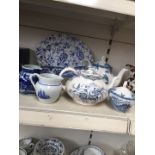Various blue and white pottery