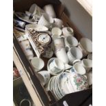 A box of Wedgwood etc teaware