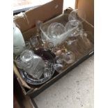 Box of decanters and glassware