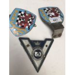 Two enamel B.A.R.C badges and another