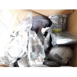 A box of misc to include Samsung Galaxy Ace phone, keyboard, electrical leads, camera, etc
