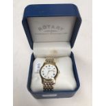 A boxed gents gold plated Rotary wristwatch in working order