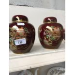 Pair of Carlton Ware jars and covers