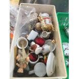 A box of dolls house type pottery etc