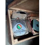 A wooden box of old vinyl