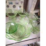 Uranium glass fruit salad set