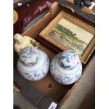 Box of various items inc watercolour