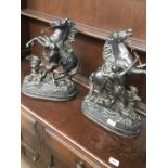 Pair of spelter Marley horse figures