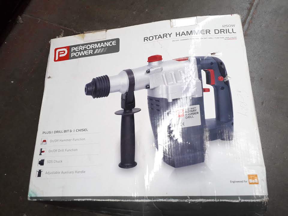 A rotary hammer drill