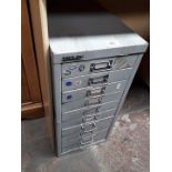 A 10 drawer metal filing cabinet