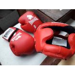 Lonsdale boxing gloves and head guard