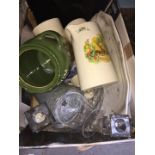 Box of mixed china and glass including graduated jugs