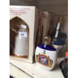 Two Bells royal commemorative whisky decanters - boxes and, bottle of Glayva and two bottles of rum