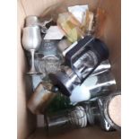 A box of glassware, etc