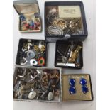Tie pins badges scarf clips cuff links - various small boxes
